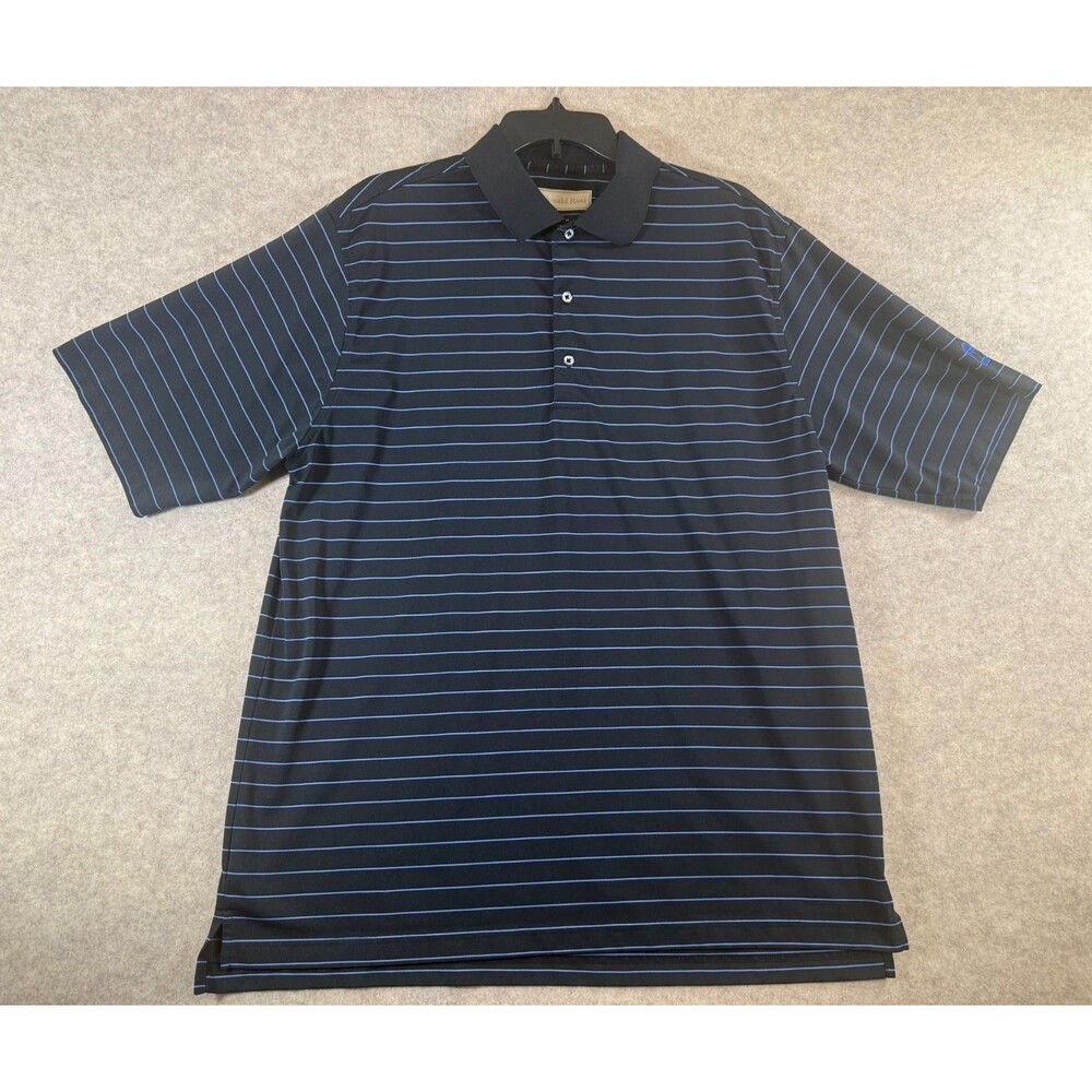 Donald Ross Old Waverly Golf Polo Mens Large Navy Stripe Top 100 Private Course